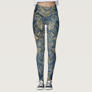 Leggings Elégant Mandala Blue Whimsy Design