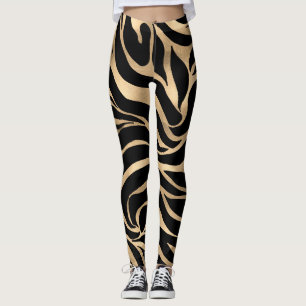 Leggings Elégant métal or Zèbre noir Poster de animal