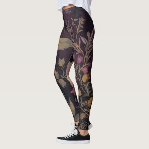 Leggings élégant motif à fleurs foncées