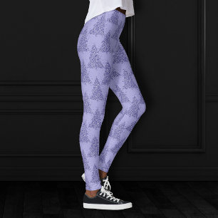 Leggings Élégant Motif d'arbre Charmante Lavande Noël