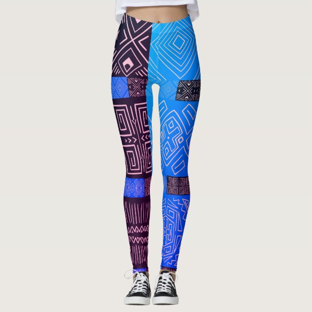 Leggings Élégant Motif géométrique Tribal Africain (Devant)
