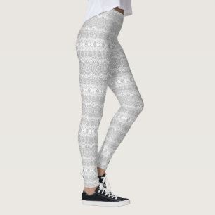 Leggings Élégant Motif Mandala argent