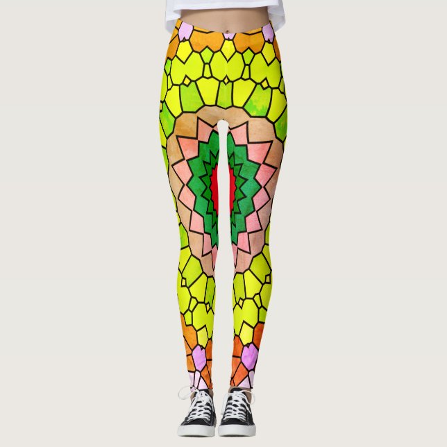 Leggings Élégant motif multi et bleu brillant (Devant)