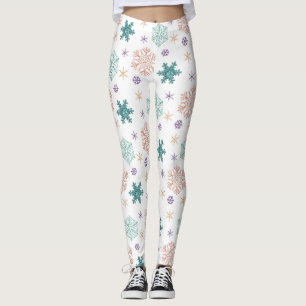 Leggings Élégant Motif Pastel Snowflake