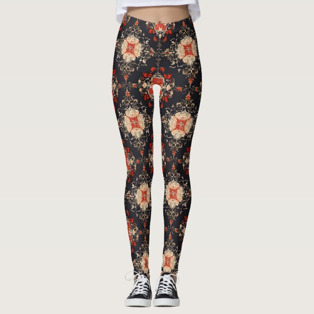 Leggings Élégant Motif persan doré (Devant)