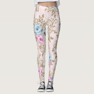 Leggings Élégant motif rose