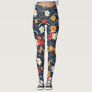 Leggings Élégant Motif sans couture en fleur de cerisier (1