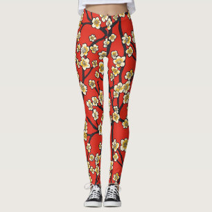 Leggings Élégant Motif sans couture en fleur de cerisier (9