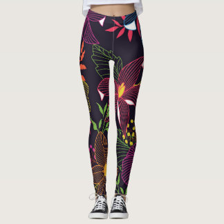 Leggings Elégant motif sans couture florale, design artisti