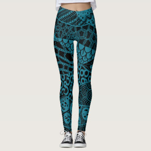 Leggings Élégant Motif tribal Abstrait géométrique bleu