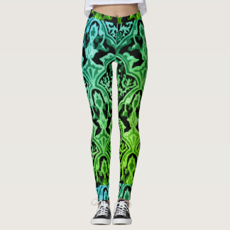 Leggings Élégant motif vert Damask