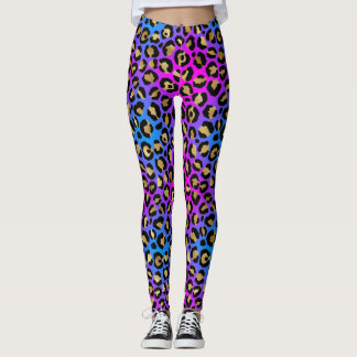 Leggings Elégant Multicolor Neon Leopard Poster de animal