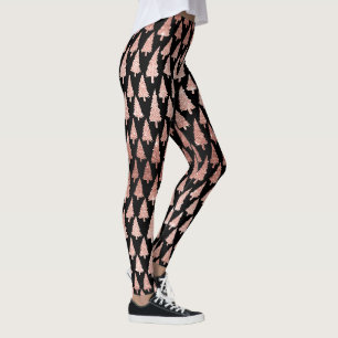 Leggings Élégant noir + rose or parties scintillant xmas