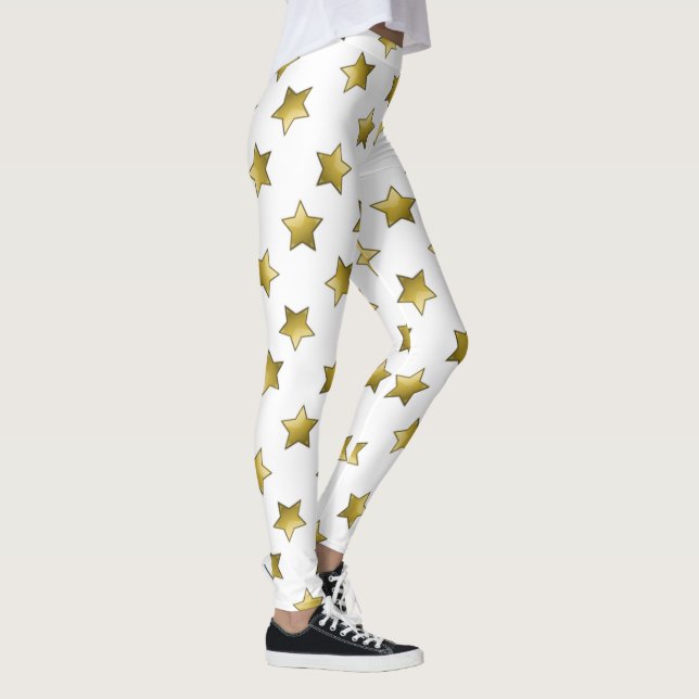 Leggings Élégant or étoiles motif blanc (Droite)