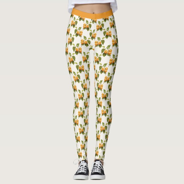 Leggings Élégant Pantalon de Yoga Orange Fruit Blossom Apri (Devant)