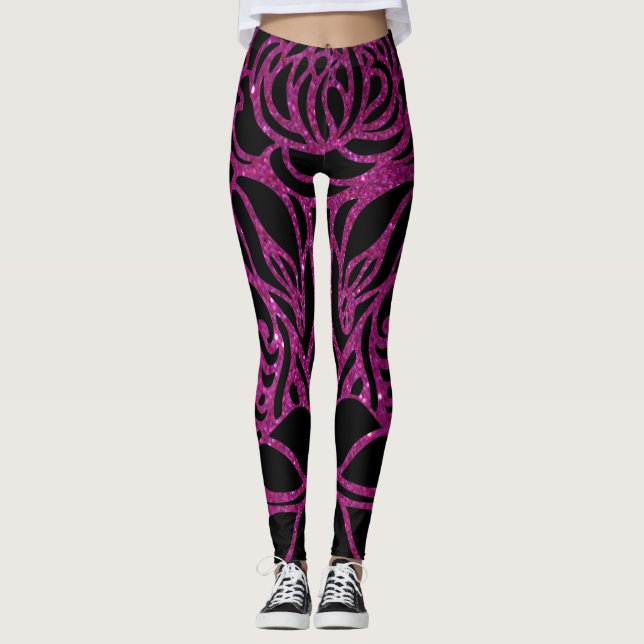 Leggings Élégant Parties scintillant violet noir Poster de  (Devant)