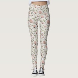 Leggings Élégant Pépites Roses Bleues Motif Floral