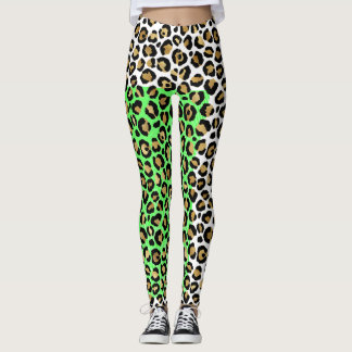 Leggings Élégant Poster de animal de léopard d'or noir