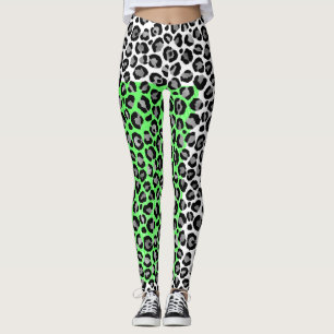 Leggings Élégant Poster de animal Léopard Blanc Noir