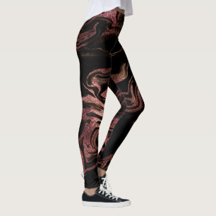Leggings Elégant rose en cuivre doré noir marbre