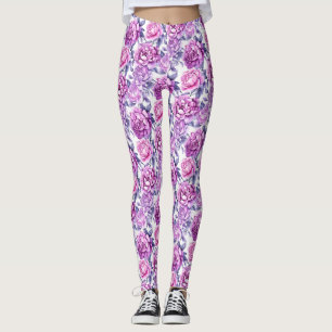 Leggings Élégant rose et violet floral