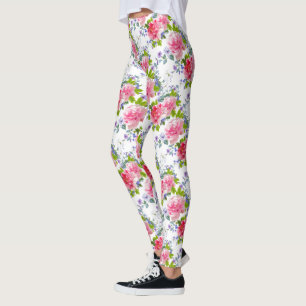 Leggings Élégant Rose Rose Girly Chic Floral Pattern