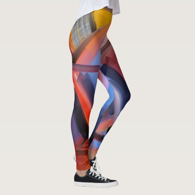 Leggings Elégant rouge orange noir rose bleu abstraction (Droite)