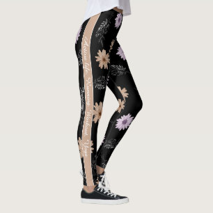Leggings Élégant script et couleur assorti Noir et marron