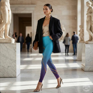 Leggings Élégant Teal & Agate Violet Or Fluid Art Ombré