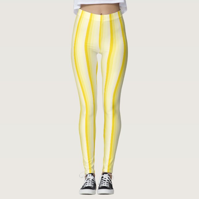 Leggings Elégant Vanille Jaune Couleurs Blanches Modèle (Devant)