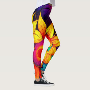 Leggings Elégante Artwork colorée de fleurs de tournesol