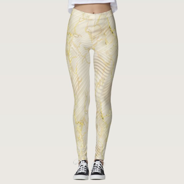 Leggings Elégante Crème Ripple & Or (Devant)