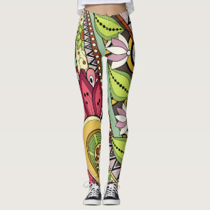 Leggings Élégante Fleurs Rouges Bourgogne Et Fleurs Rouges
