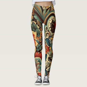 Leggings Elégante Mug Vintage Floral Médiéval