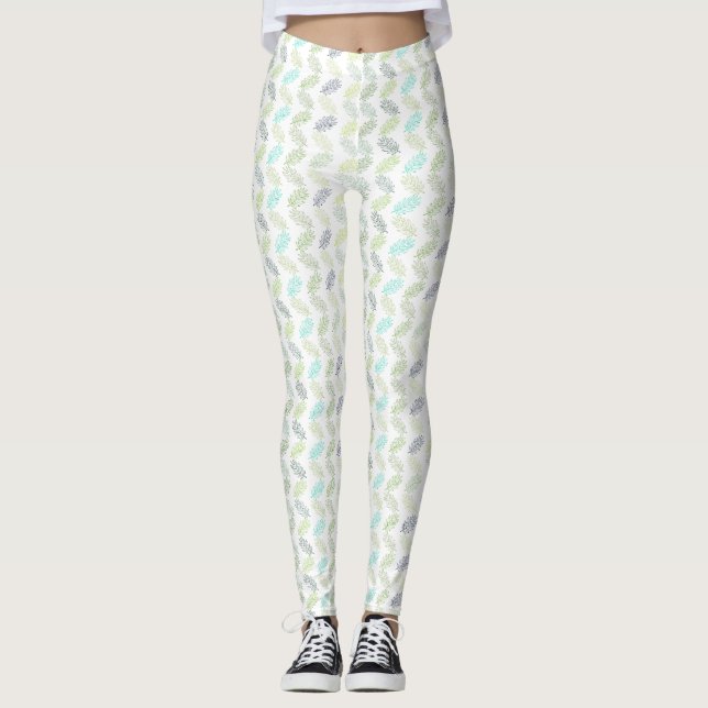Leggings Élégante verdure Botanique Tropical Feuille Motif (Devant)