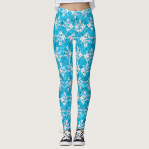 Leggings Élégantes fleurs de sakura japonaises sur motif bl