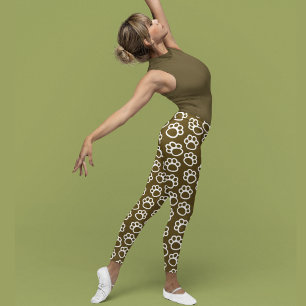 Leggings Élégantes pattes de chien brun