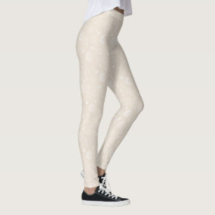 Leggings Elégants coquillages blancs Motif beige