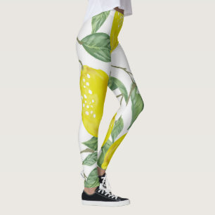 Leggings Élégants Feuilles verts et citrons jaunes Lége