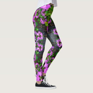 Leggings Elégants fleurs roses azalées roses