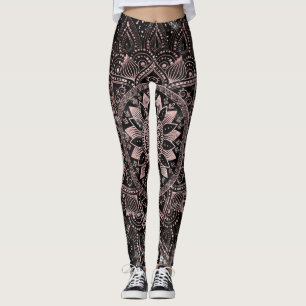 Leggings Elégants pointes Roses en or marbre Mandala