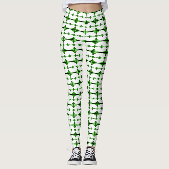 Leggings Éléments Art déco en vert profond (Devant)