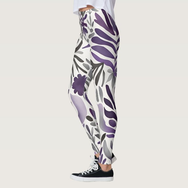 Leggings Eléments floraux en violet (Gauche)