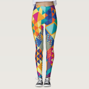 Leggings Éléments géométriques, abstraits, motif vintage.