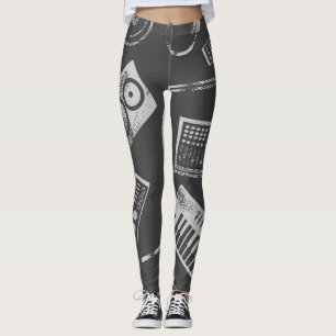 Leggings Éléments musicaux : vintage arrière - plan sans so