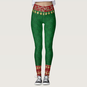 Leggings Elf pour Vacances Gold, Rouge & Vert!
