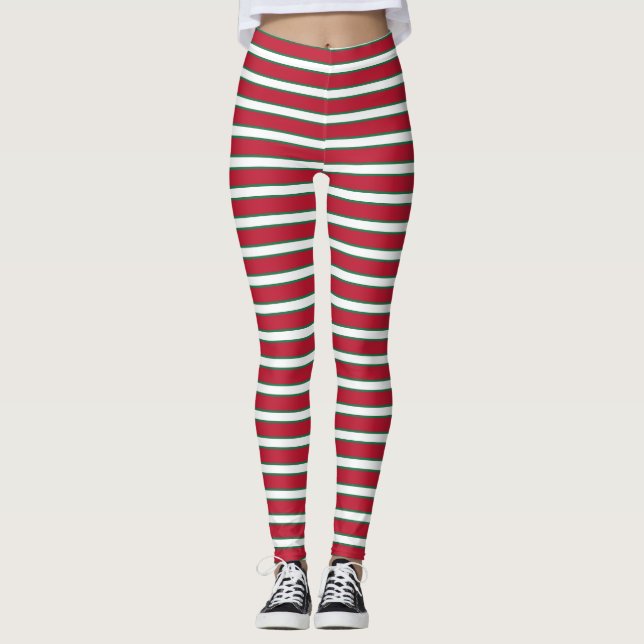 Leggings Elfe de Noël rayé (Devant)