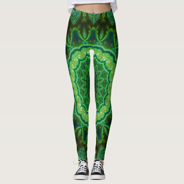 Leggings Éloge cosmique de lumière de noir de brocoli (Devant)