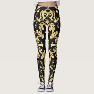 Leggings emblème noir et or
