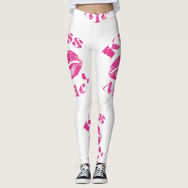 Leggings Embrasse-Moi ! Lèvres roses (Devant)